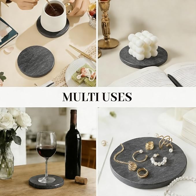 Natural Marble Coasters, Round Costers, Luxury Aesthetic Modern Decor - Image 7