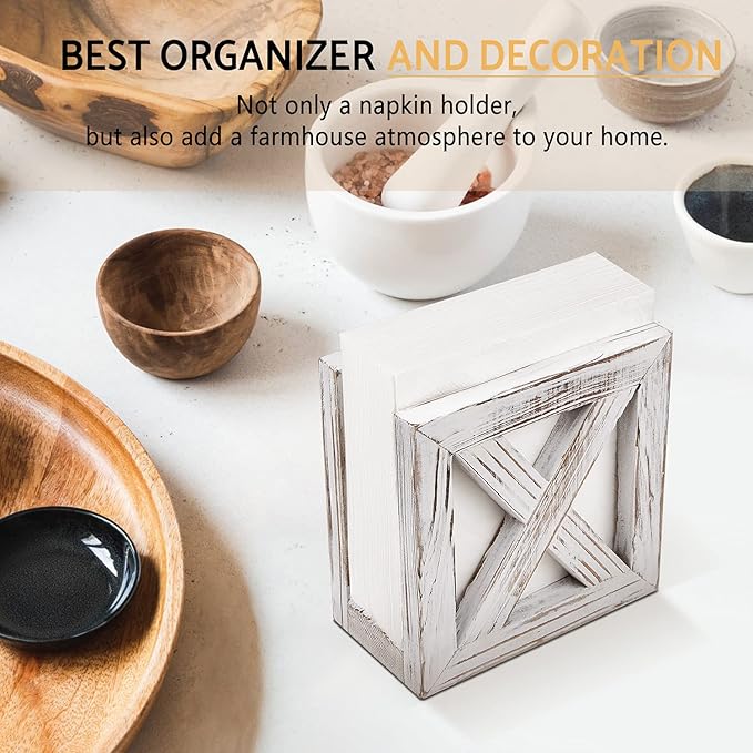 Farmhouse Wooden Napkin Holder for Tables, Rustic Kitchen Decor | for Counter - Image 7