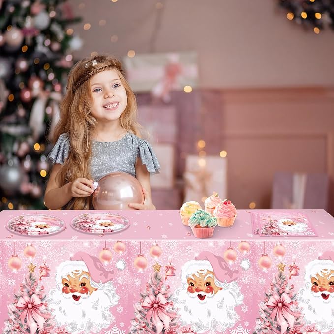 41Pcs Pink Christmas Party Decorations Christmas Tree Santa Claus Snowflake - Image 7