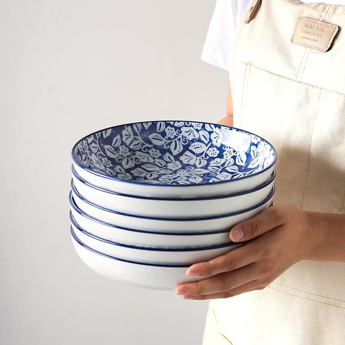 Selamica Porcelain Salad Pasta Bowls, Serving bowls, Microwave & Dishwasher Safe - Image 7
