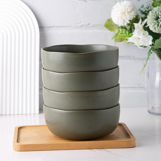 AmorArc Stoneware Cereal Bowls for Kitchen, 28oz Large Ceramic Soup Bowls Set - Image 8