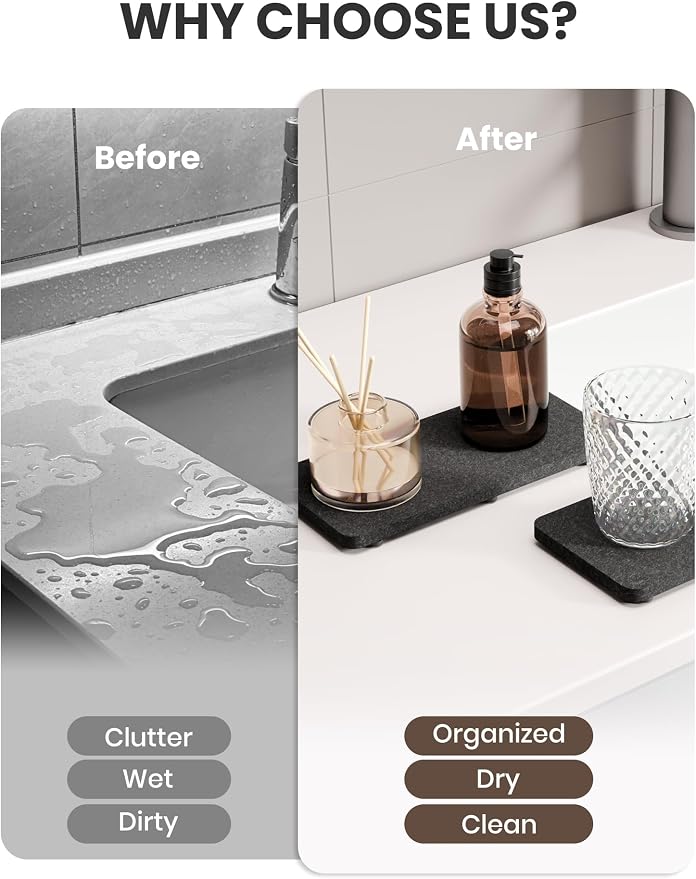 Fluxynara Felt Coasters for Drinks, Mixed Sizes, Charcoal Gray | 8 x 4 and 4 x - Image 8