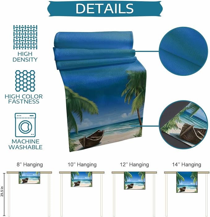 Tropical Coastal Table Runners 72 Inches Long, Cotton Linen Fabric Table Runner - Image 7