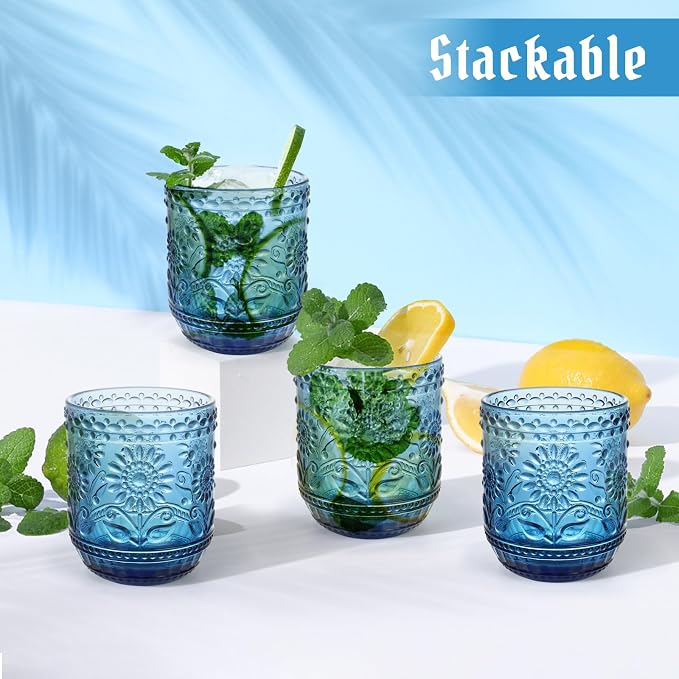 Topsky Vintage Drinking Glasses Set of 4, 12oz Drinkware Set, Heavy Duty - Image 8