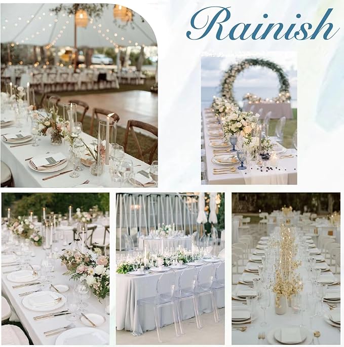 8 Pack White Table Cloth 60 x 102 Inch Polyester tablecloths for 6 Foot Rectangle Tables, Stain and Wrinkle Resistant Washable Fabric White Table Covers for Parties, Wedding, Banquet, Dining