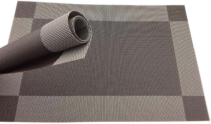 Gugrida Vinyl Coffee Placemats Heat Resistant Dining Table Mats Non-Slip Washable Place Mats Set of 6 (Coffee)