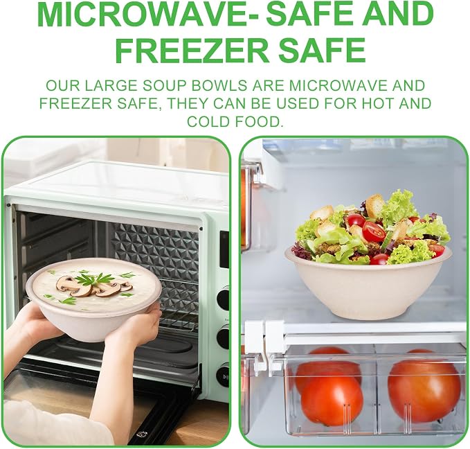 Large Paper Bowls, 40oz Compostable Bowls, 120 Pack Heavy Duty Disposable Bowls - Image 7