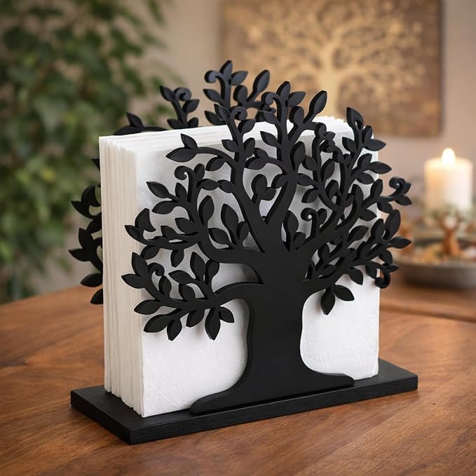 Tree of Life Napkin Holder for Tables Black Tree Napkin Holder Wooden Cocktail - Image 7