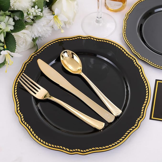60pcs Black Plastic Plates - Image 9
