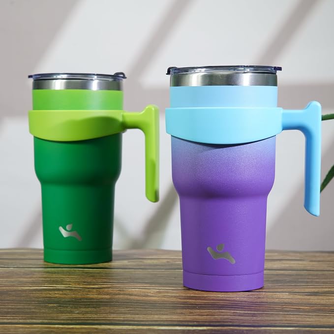 Konokyo 20 oz Tumbler with Handle and Straw, Insulated Travel Mug | Ocean - Image 7