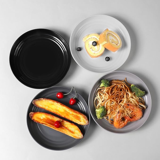 HEYCOME 12 Pcs Unbreakable Deep Dessert Plates Set, 8 inch Reusable Plastic - Image 6