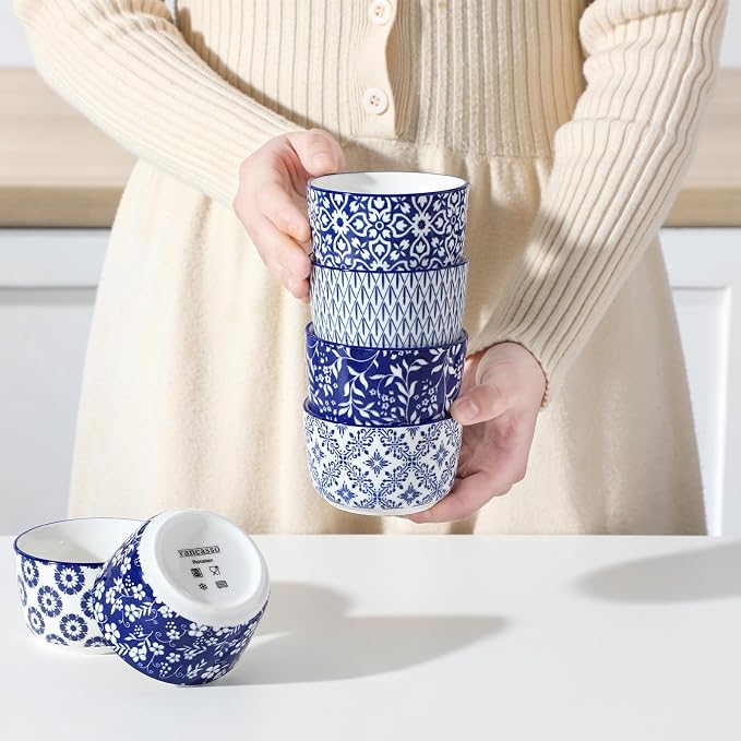 vancasso Selene 6 Oz Porcelain Ramekins Set of 6, Soufflé Dessert Cups | - Image 9