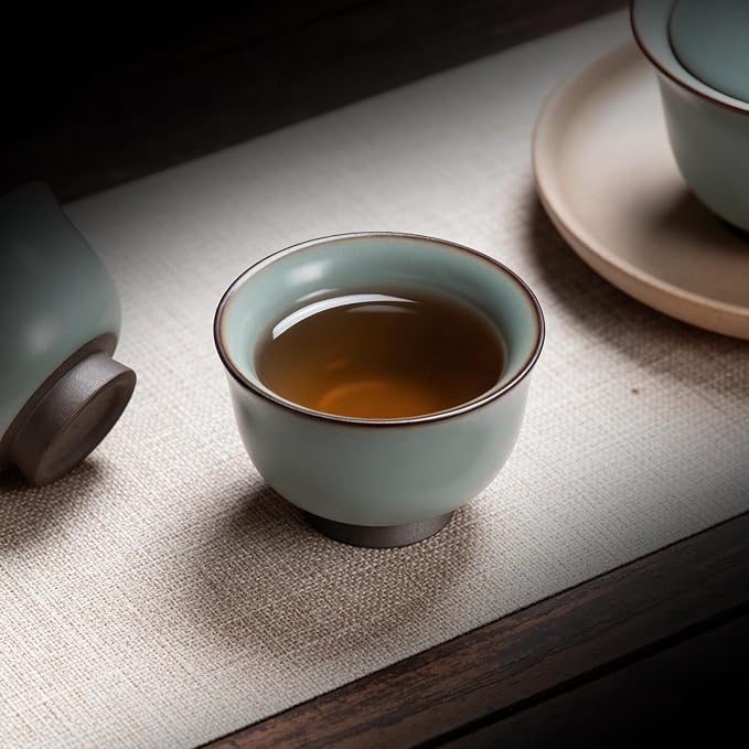 KAMMAK Japanese Tea Cups, 4 Oz Small Handmade Ceramic Teacups, Loose Leaf and - Image 7