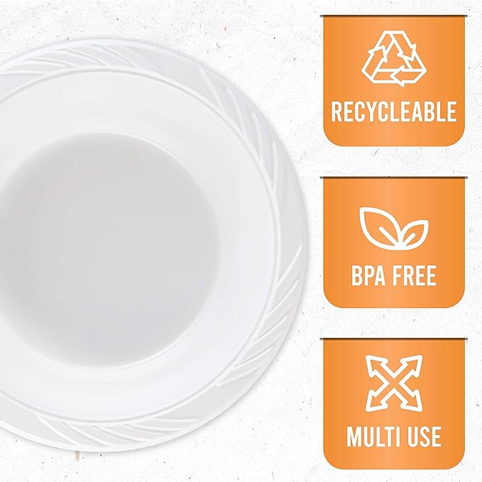 100 Count Disposable 18 ounce White Plastic Soup Bowls - Image 6