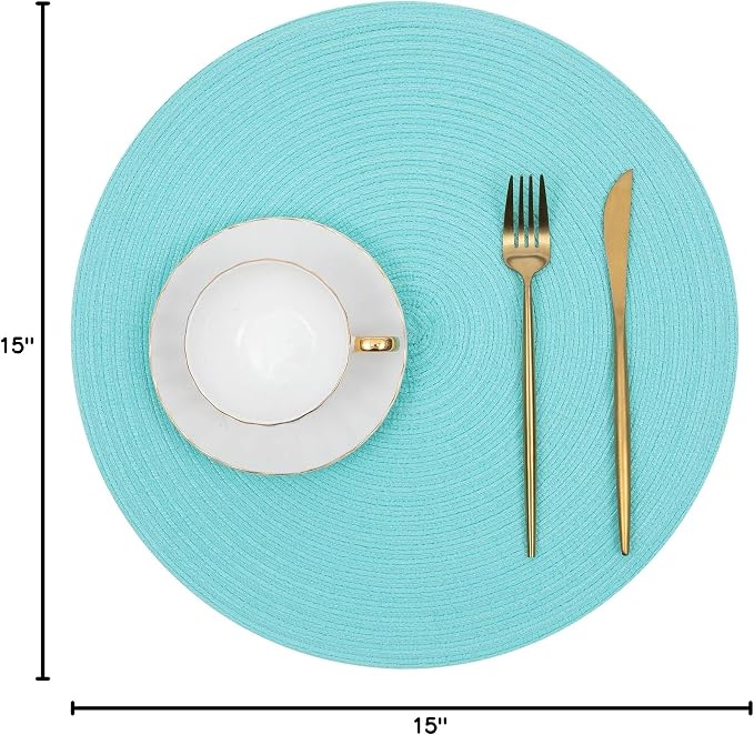 SHACOS Round Placemats Set of 6 Washable 15 inch Round Table Mats Cotton - Image 10