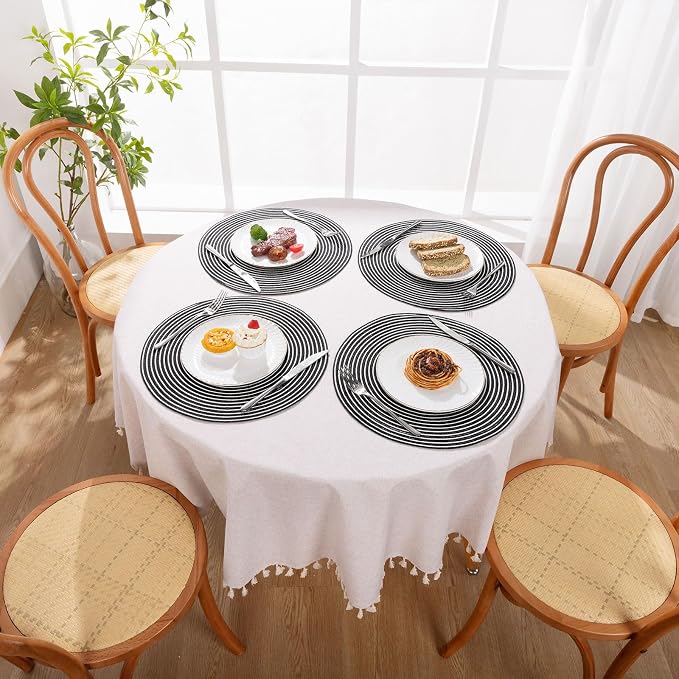 SHACOS 15 inch Round Braided Placemats Set of 6 Non Slip Washable Fabric - Image 9