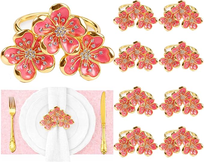 Flower Napkin Rings Set of 8, European Palace-Style Glaze, High-Temperature by Unknown