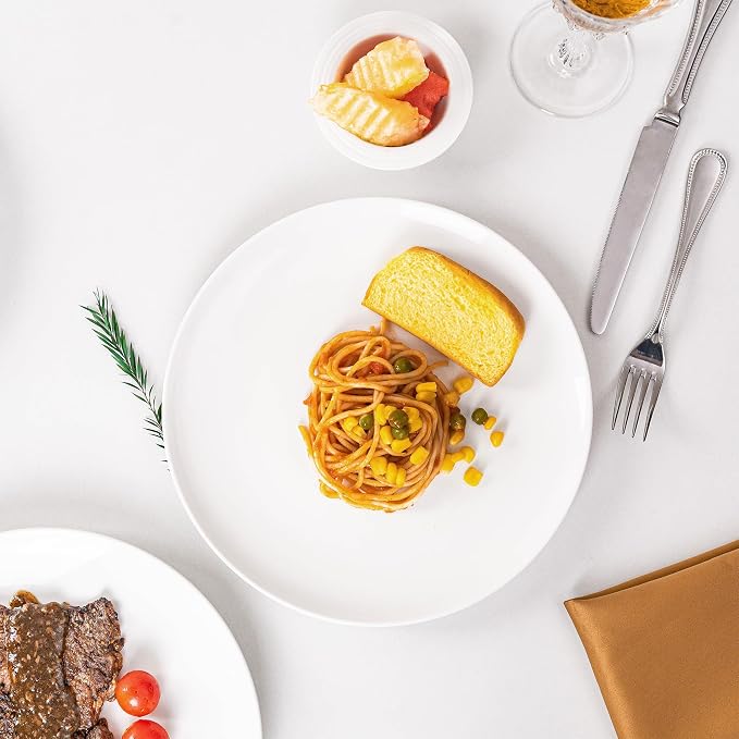 White Dinner Plates Set of 6, 10 Inch Ceramic Plates – White Porcelain Dinner - Image 9