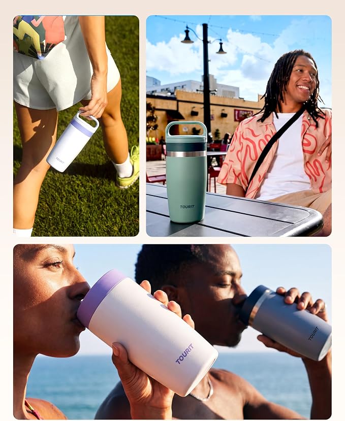 TOURIT Travel Coffee Mug 16 oz, Leakproof 2-Part Drink Lid Tumbler, Insulated - Image 9