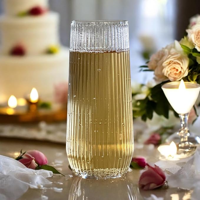 48 Pack Disposable Wine Glasses, 24 Stemless 9oz Champagne Flutes & 24 12oz - Image 9