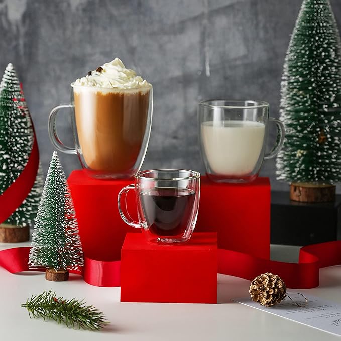 CNGLASS Insulated Espresso Glass Mugs 5.4oz/160ml, Small Clear Coffee Mugs Set - Image 8