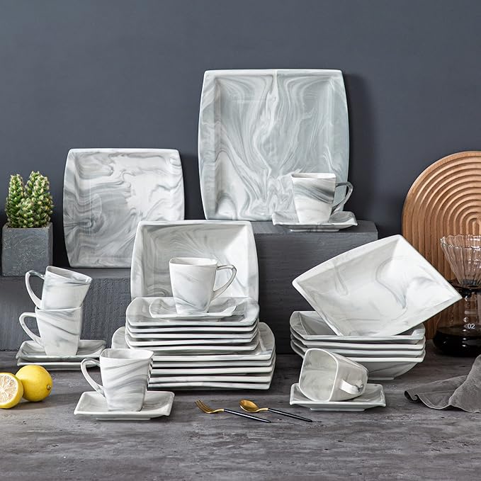 MALACASA Dinnerware Sets, 30 Piece Porcelain Plates and Bowls Sets - Image 8