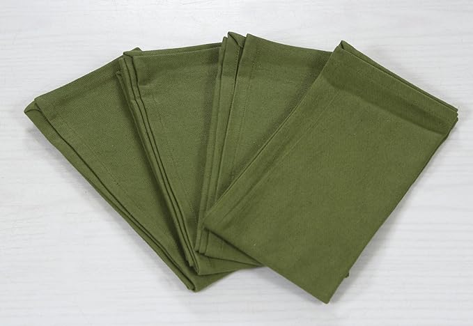 ACCENTHOME Accent Home 100% Cotton Napkins, Delicate Cloth Napkins for Dinners, Parties and Weddings,18 x 18 Inch Set of 12 - Olive Green