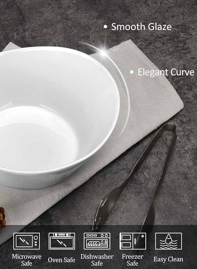 48 oz Porcelain Salad Bowls, Large Serving Bowls - Image 7