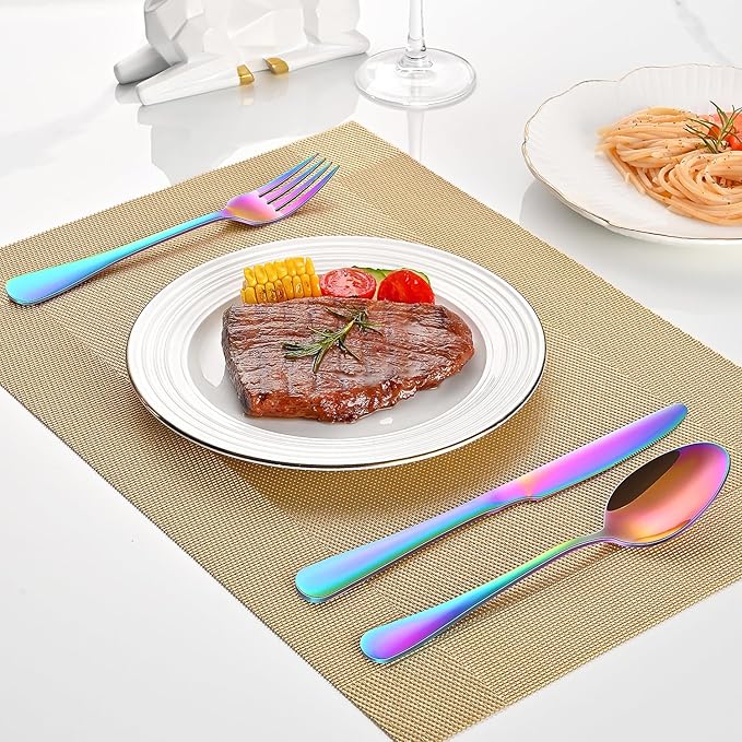 Colorful Rainbow 30 Pieces Silverware Sets Service - Image 6