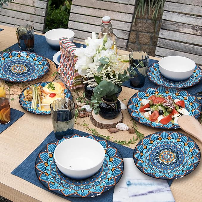100PCS Boho Paper Plates 7Inch & 9Inch, Vintage Bohemian Disposable Dinnerware - Image 7