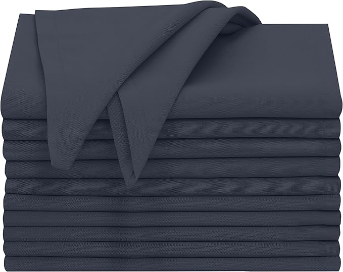 Ruvanti Cloth Napkins Set of 12, 18x18 Inches, 100% Cotton, Washable, Soft & Absorbent, Perfect for Wedding, Christmas, Thanksgiving Dinners - Ombre Blue