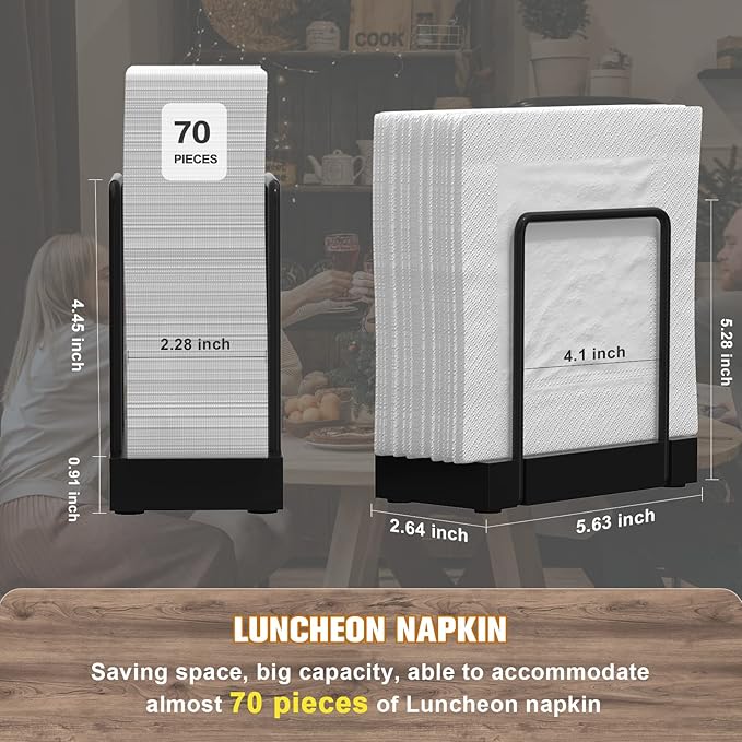 Wican Napkin Holder for Table, Bamboo Iron Standing Napkin Dispenser | Kitchen - Image 7