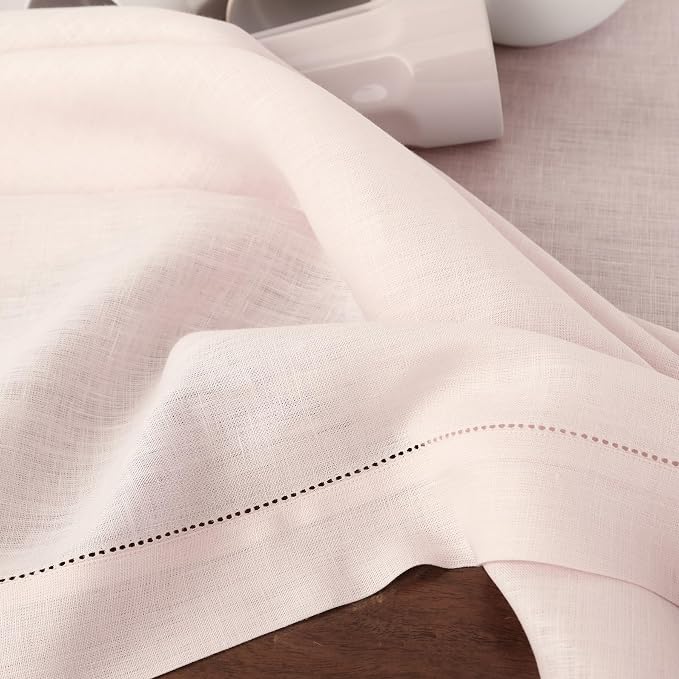 Solino Home 100% Pure Linen Table Runner Pink, Classic Hemstitch 14 x 72 in | - Image 9