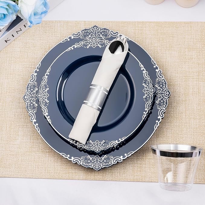 Bestluck 175PCS Navy Blue Disposable Dinnerware - Image 7