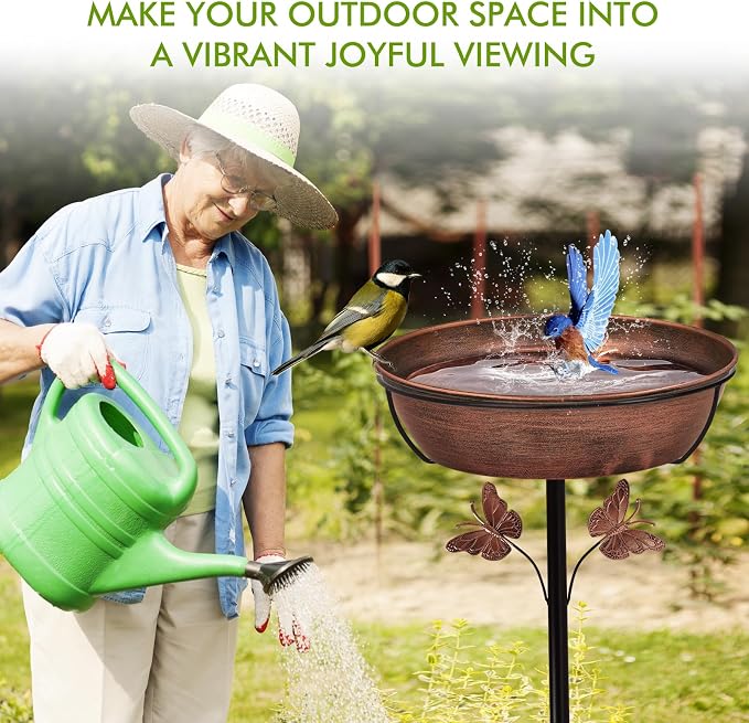 Metal Bird Bath Feeder for Outside – 3.14’’ Deep Birdbaths Bowl - Image 7