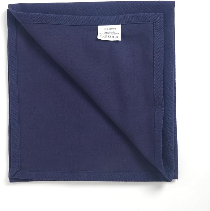 ACCENTHOME Accent Home 100% Cotton Napkins, Delicate Cloth Napkins for Dinners, Parties and Weddings,18 x 18 Inch Set of 12 - Navy