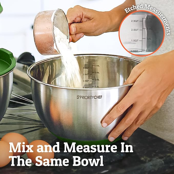Premium Mixing Bowls With Airtight Lids Set, Thicker Stainless Steel Mixing - Image 7