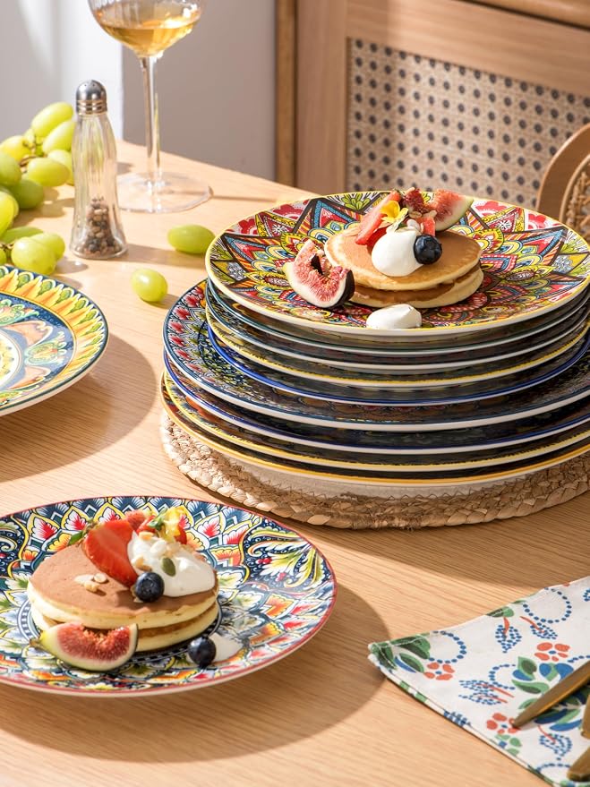 Henten Home Dinner Plates Set of 6, 10.5 Inch Porcelain Plate, Colorful - Image 7