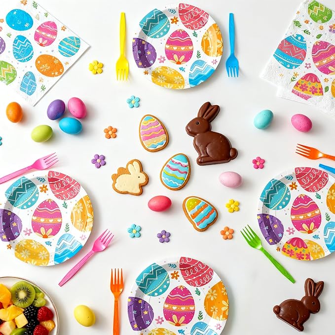 100 Pcs Easter Egg Tableware Party Supplies Set, Serves 25 – Disposable - Image 7