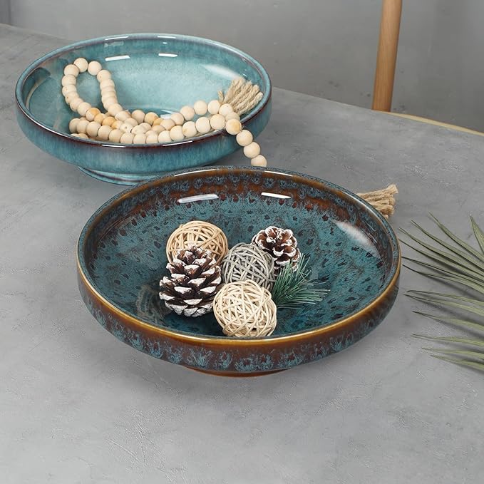 Ceramic Fruit Bowl for Kitchen Counter, Decorative Pedestal Bowl for Table - Image 6