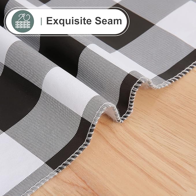 misaya 2 Pack Waterproof Vinyl Table Cloth, Buffalo Flannel Backed Tablecloth, Wipeable Plastic Table Cover for Dinner, Kitchen, Outdoor (60" x 84", Black and White)