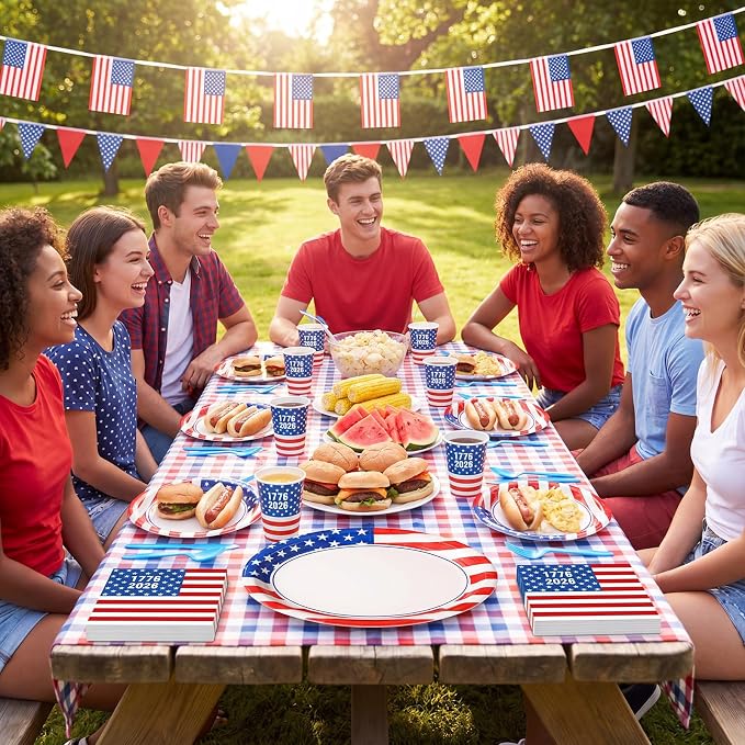 350 Pcs 4th of July Party Decorations 12 inch Disposable Patriotic Oval Plates - Image 7