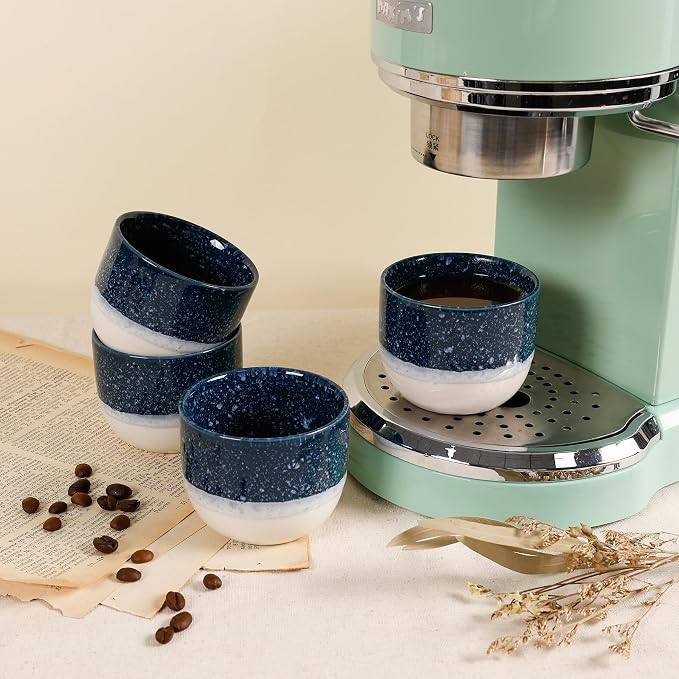 Ceramic Espresso Cups Set of 4, Double Walled Espresso Coffee Mugs - Image 7