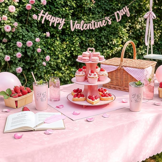 Smiry Square Table Cloth, Waterproof Heavy Duty Vinyl Tablecloths, Wipeable Washable Table Cover for Kitchen, Dining Room & Valentines(Pink, 54" X 54")