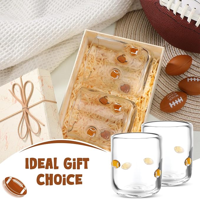 SiliFine 2 PCS Football Icon Juice Glasses, 14 oz Sport Ball Stemless Wine - Image 6