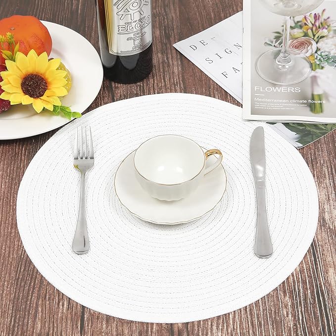 SHACOS Round Braided Placemats Set of 4 Washable Round Table Mats - Image 8