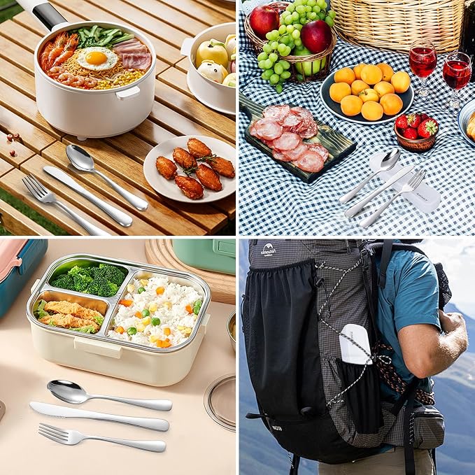 Travel Utensils with Case, 4-Piece Stainless Steel Portable Cutlery Set - Image 7
