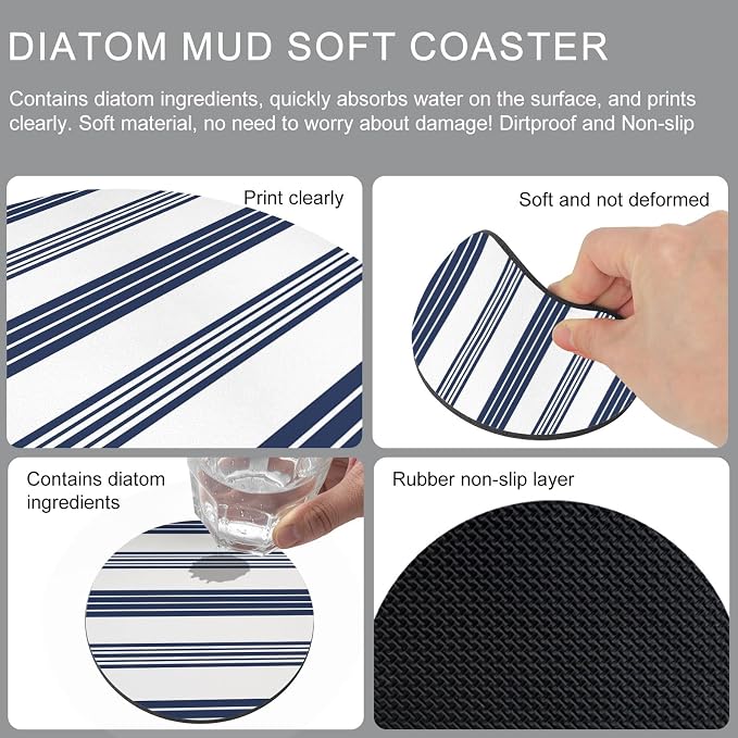 Modern Minimalist Art Coasters Set of 6, Absorbent Coasters - Image 9