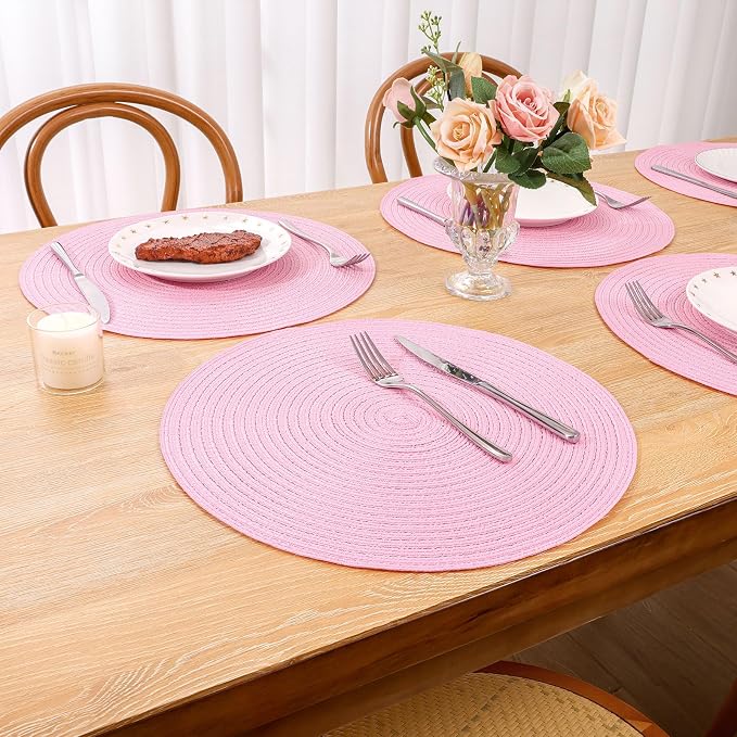 SHACOS Round Braided Placemats Set of 6 Round Table Mats - Image 9