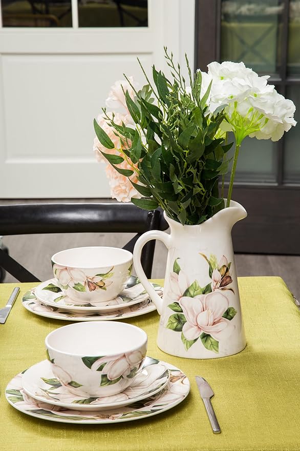 Bico Magnolia Floral Salad Plates Set of 4, 8.75 Inch Ceramic Dessert Plates - Image 7